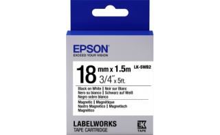 Лента Epson C53S655001 LK-5WB2 Магнитная лента 18мм, Бел./Черн., 2м