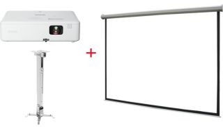 Проектор Epson CO-W01 + Крепление для проектора Mr.Pixel PRB-2 + Экран Mr.Pixel 96