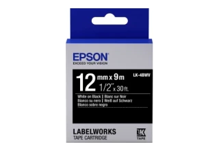 Лента Epson C53S654009 LK-4BWV9 Яркая лента 12мм, Черн./Бел., 9м