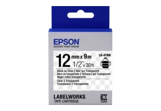 Лента Epson C53S654012 LC-4TBN9 Прозрачная лента 12мм, Прозр./Черн., 9м