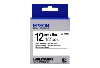Лента Epson C53S654021 LK4WBN Стандартная лента 12мм, Бел./Черн., 9м
