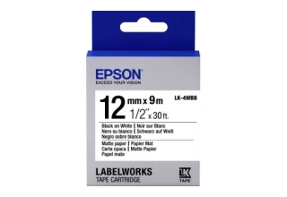 Лента Epson C53S654023 LK-4WBB Матовая лента 12мм, Бел./Черн., 9м